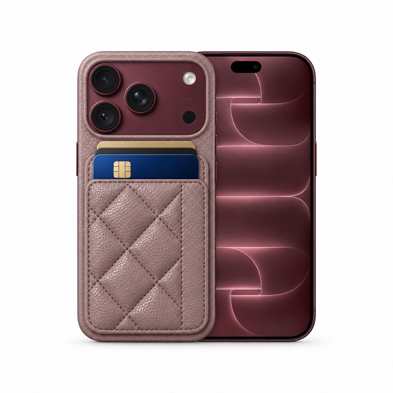 キルティングカードポケットケース iPhone 18 Pro ライトパープル