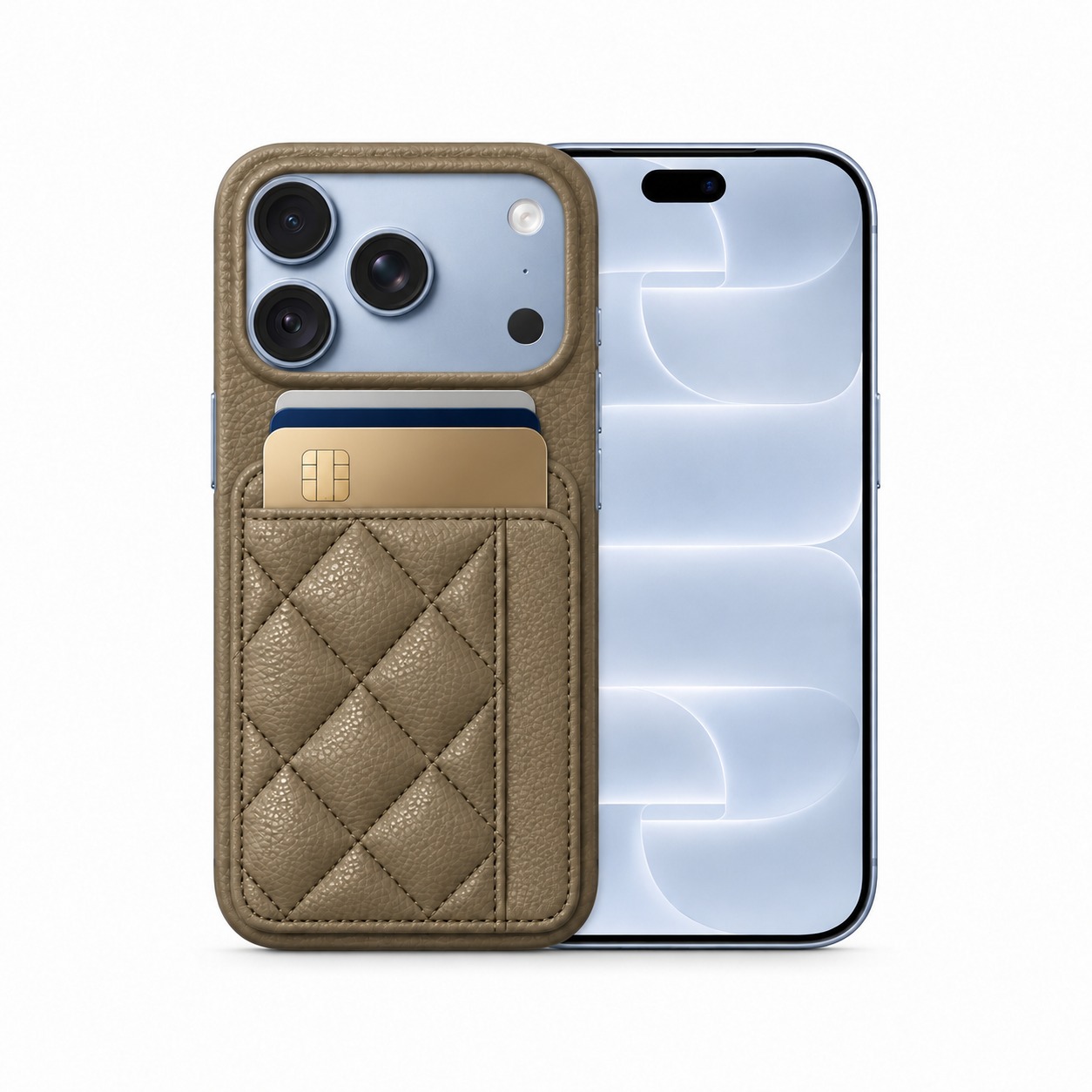 キルティングカードポケットケース iPhone 18 Pro トープ