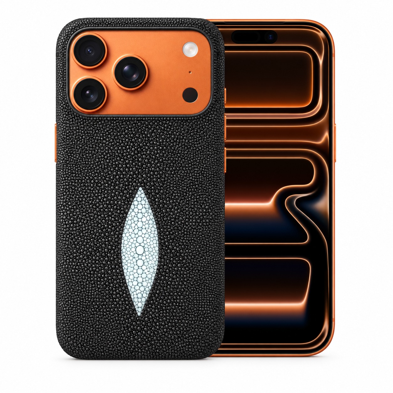 スティングレイ（エイ革）ケース iPhone 17 Pro ブラック・ホワイトアイ