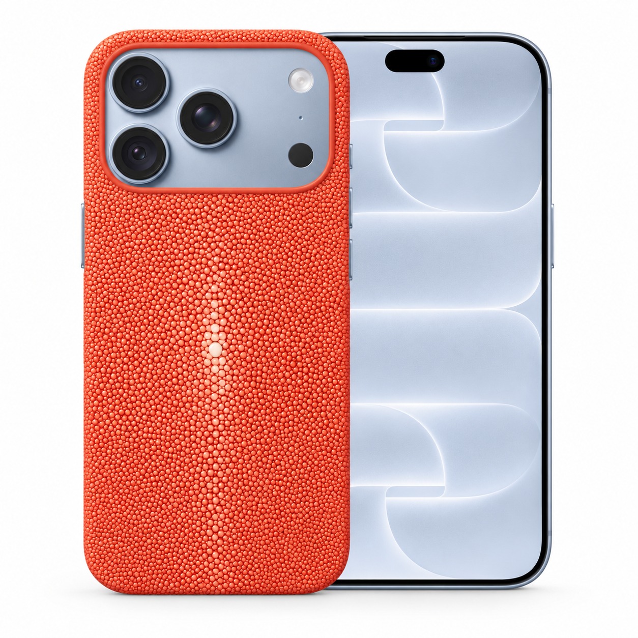 スティングレイ（エイ革）ケース iPhone 18 Pro オレンジ