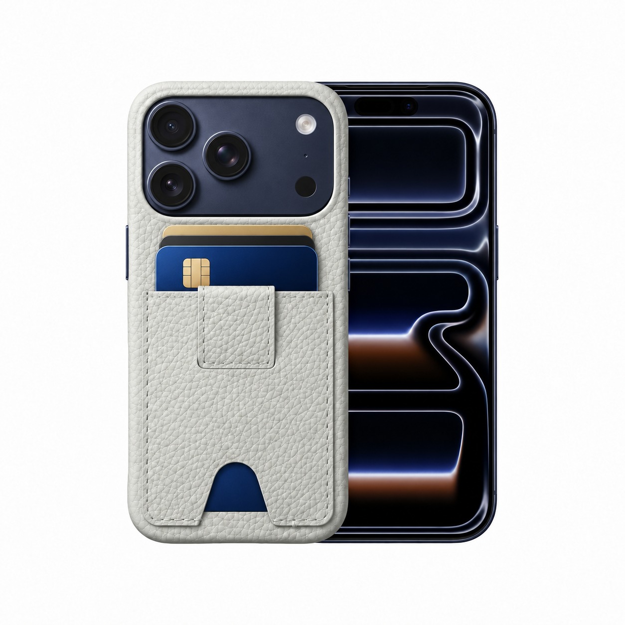 本革カードポケットケース iPhone 17 Pro ライトグレー