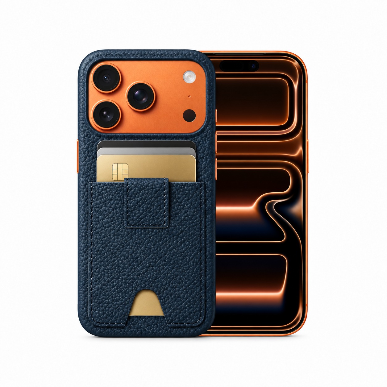 本革カードポケットケース iPhone 17 Pro ネイビー