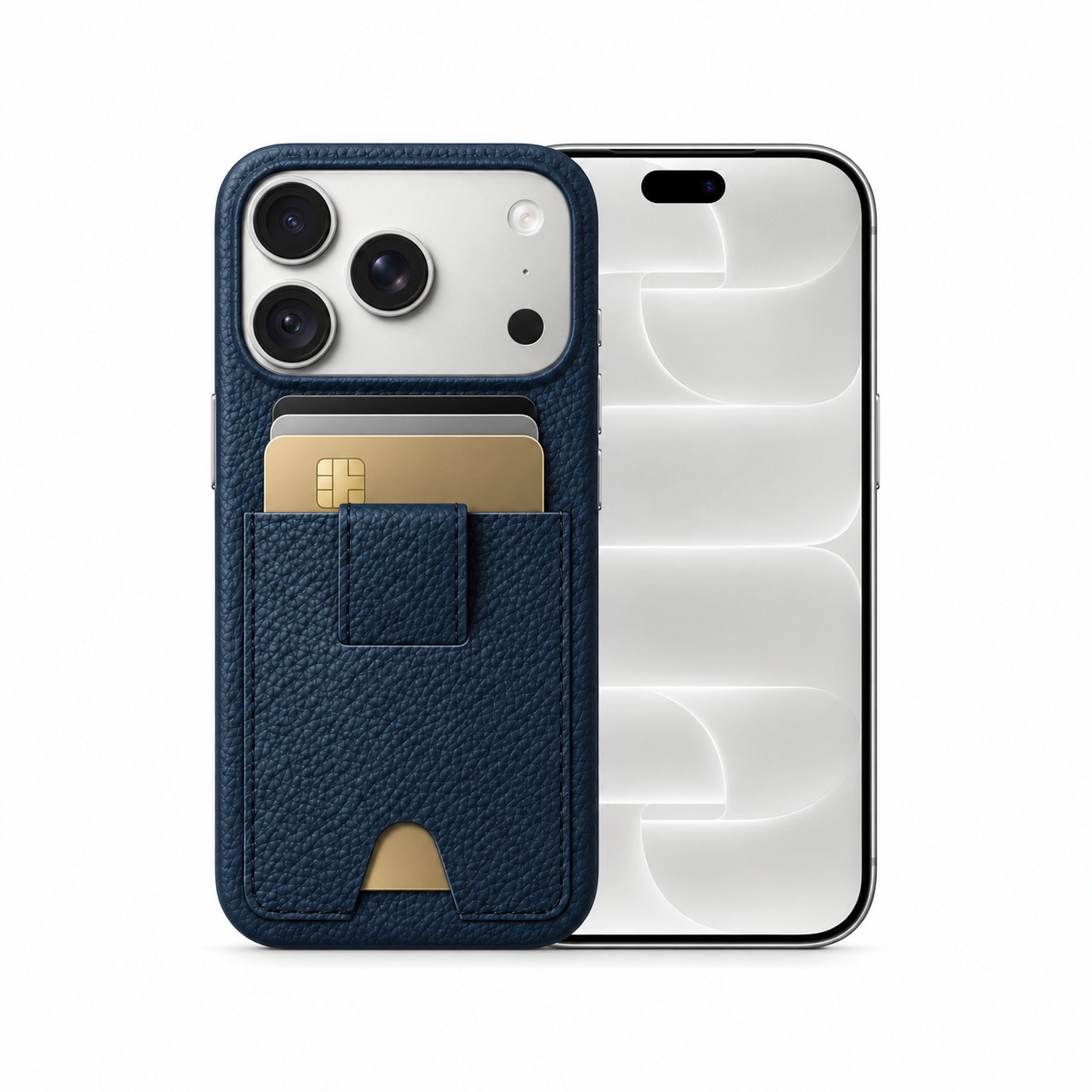 本革カードポケットケース iPhone 18 Pro ネイビー
