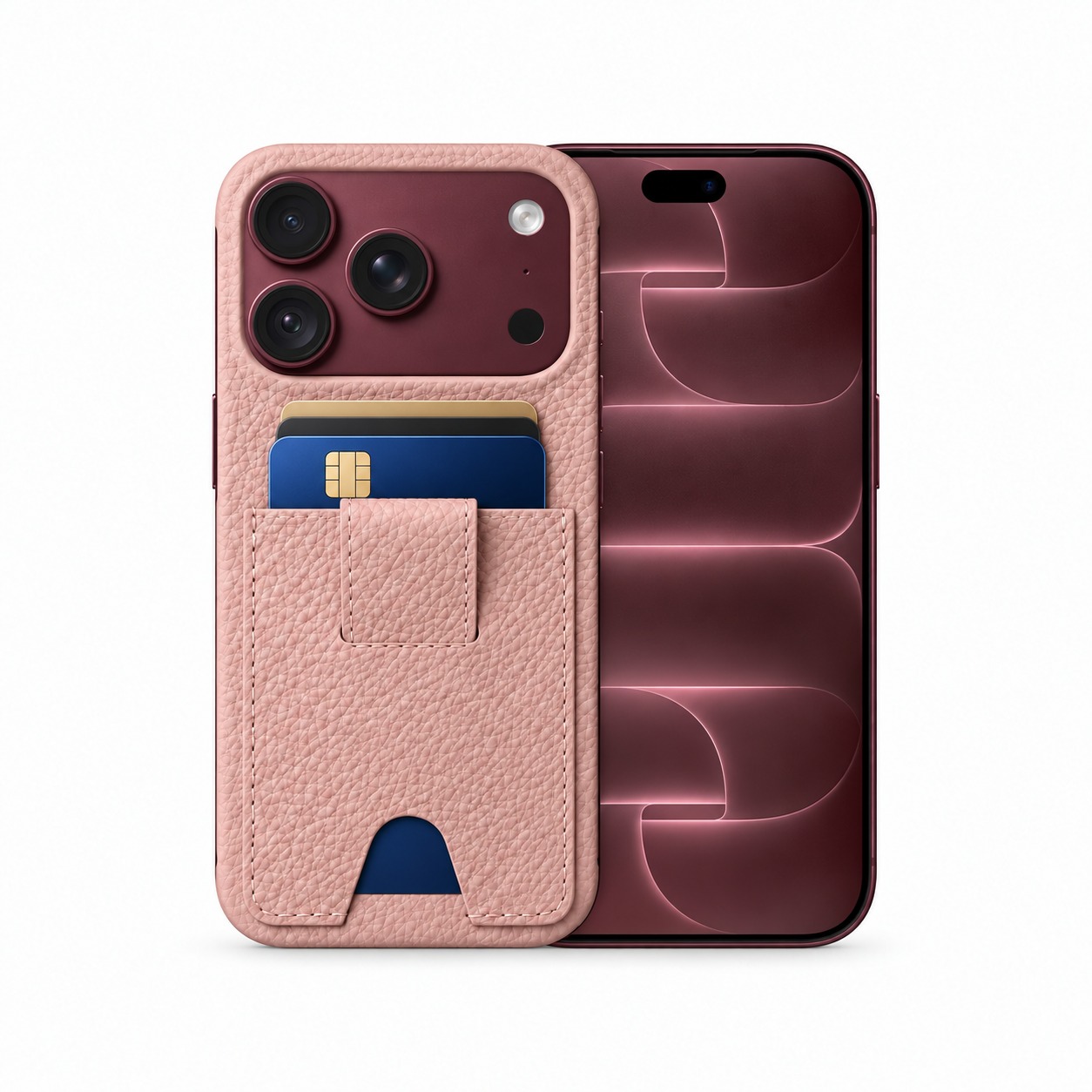 本革カードポケットケース iPhone 18 Pro ライトピンク
