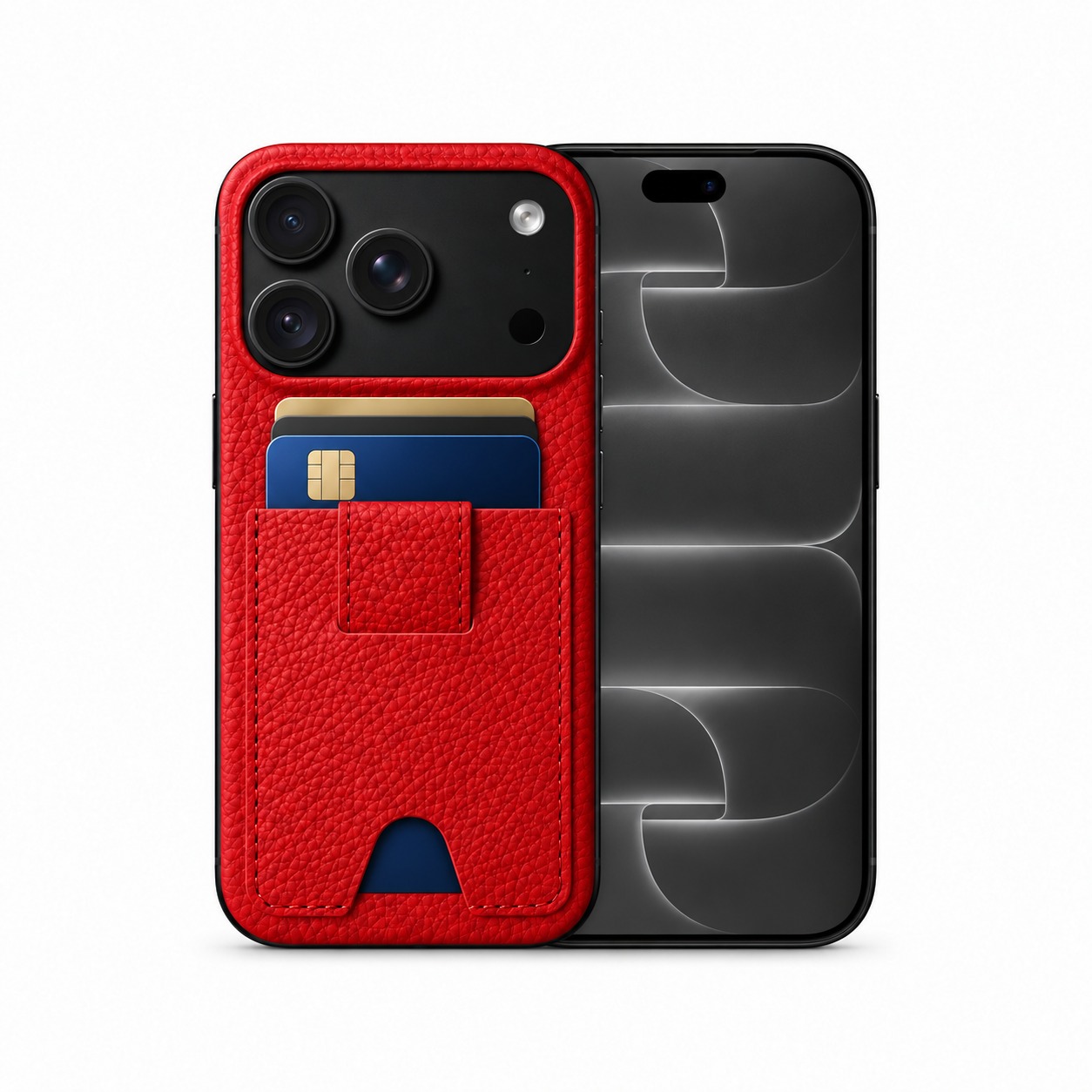 本革カードポケットケース iPhone 18 Pro レッド