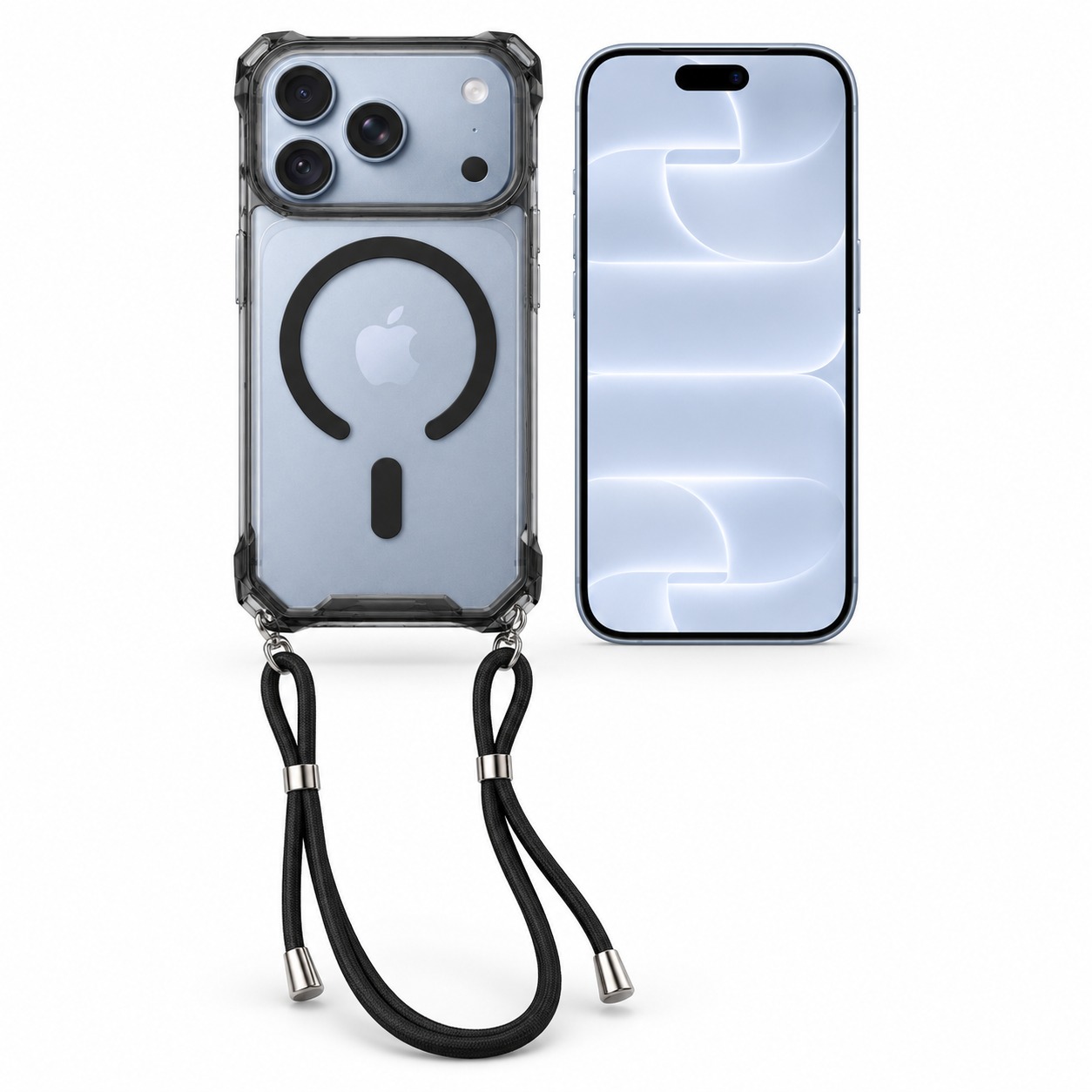 クリア ストラップ付き iPhone 18 Pro / Pro Max ケース MagSafe対応 斜めがけ コーナーバンパー