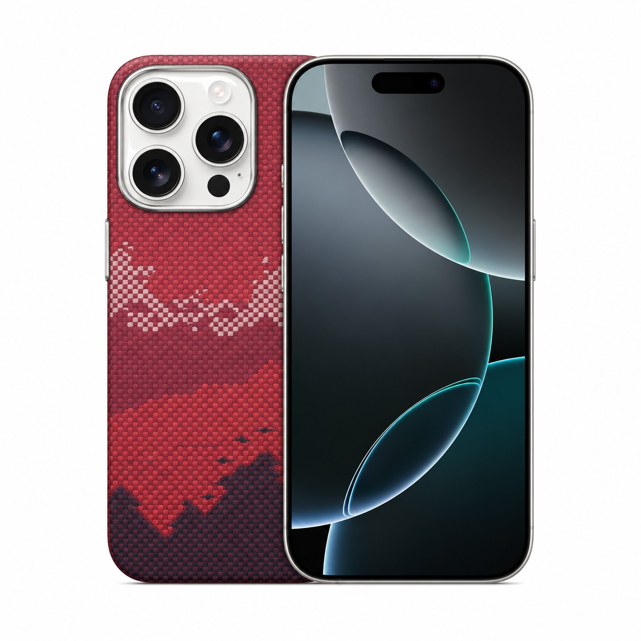 アラミド繊維 iPhone 16 Pro / Pro Max ケース 山並み柄・ストライプ 薄型 MagSafe対応