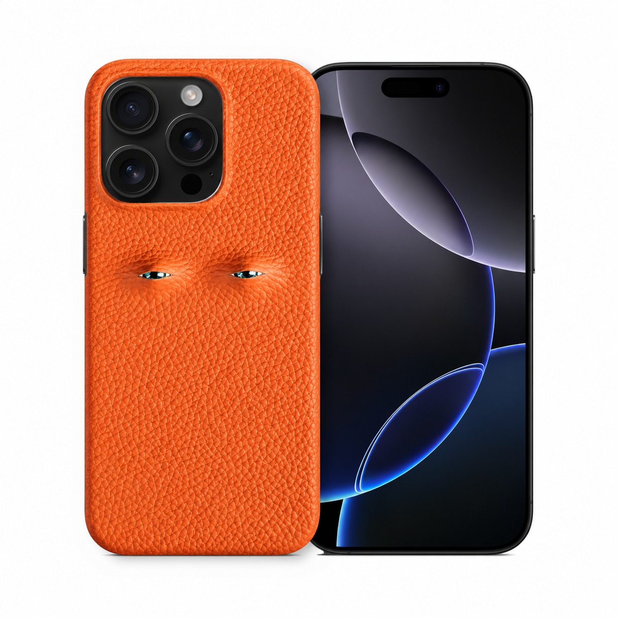 本革シボ革ケース iPhone 16 Pro オレンジ