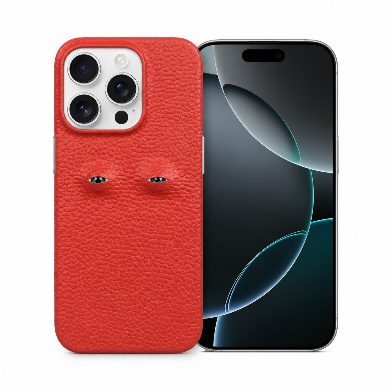 本革シボ革ケース iPhone 16 Pro レッド
