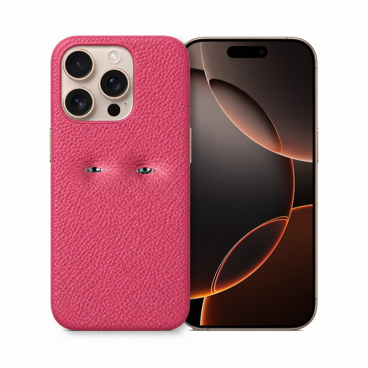 本革シボ革ケース iPhone 16 Pro ローズピンク