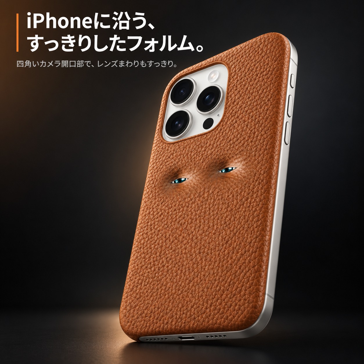 iPhoneに沿う、すっきりしたフォルム。