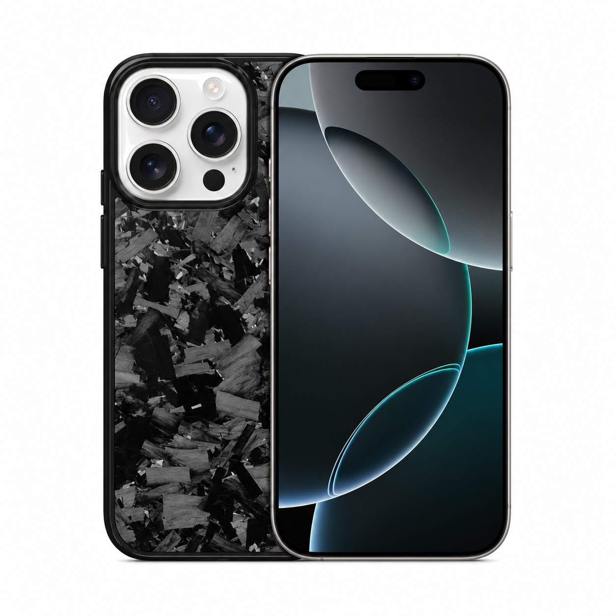 鍛造カーボン iPhone 16 Pro / Pro Max ケース MagSafe対応 ブラックTPUフレーム