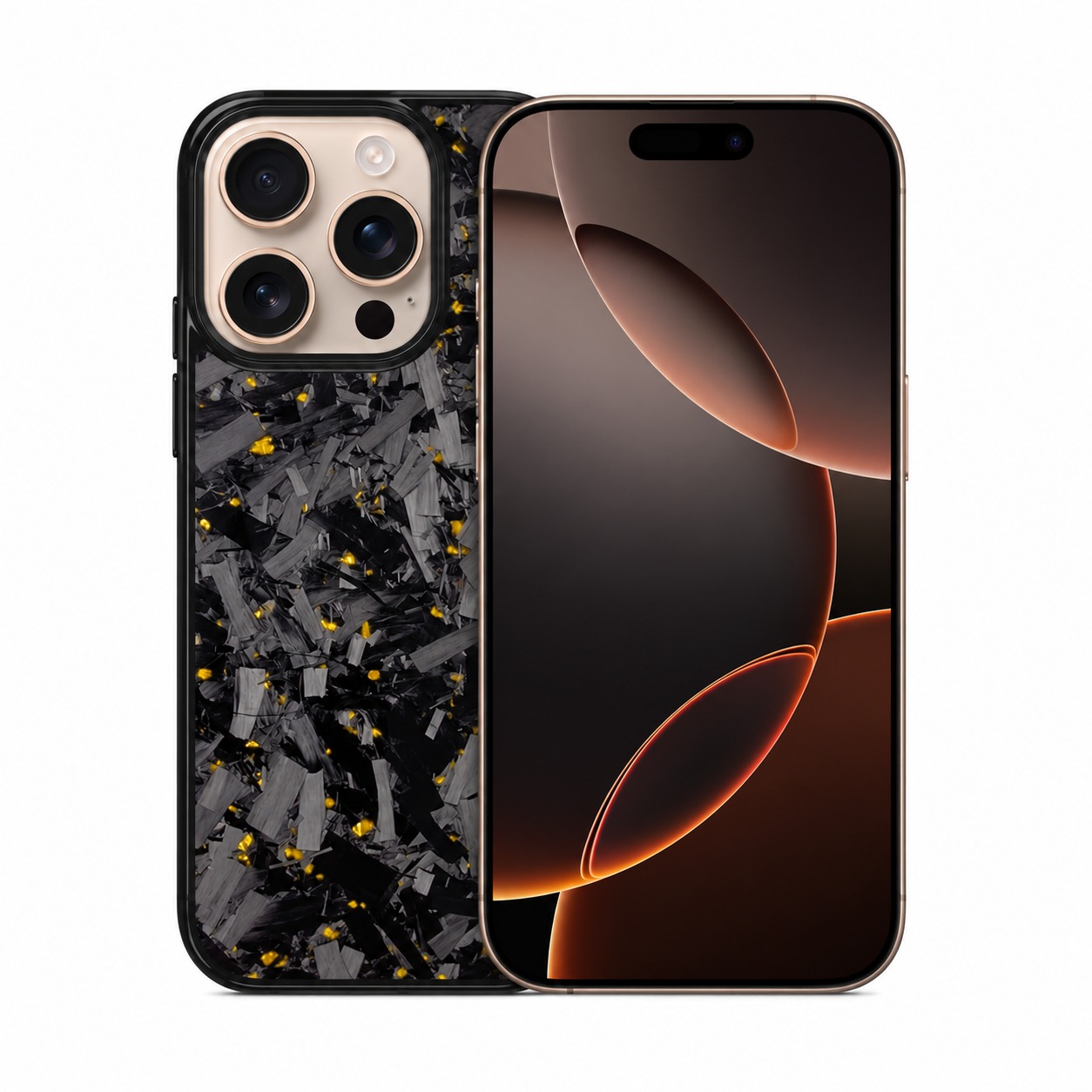 鍛造カーボンケース ゴールド iPhone 16 Pro