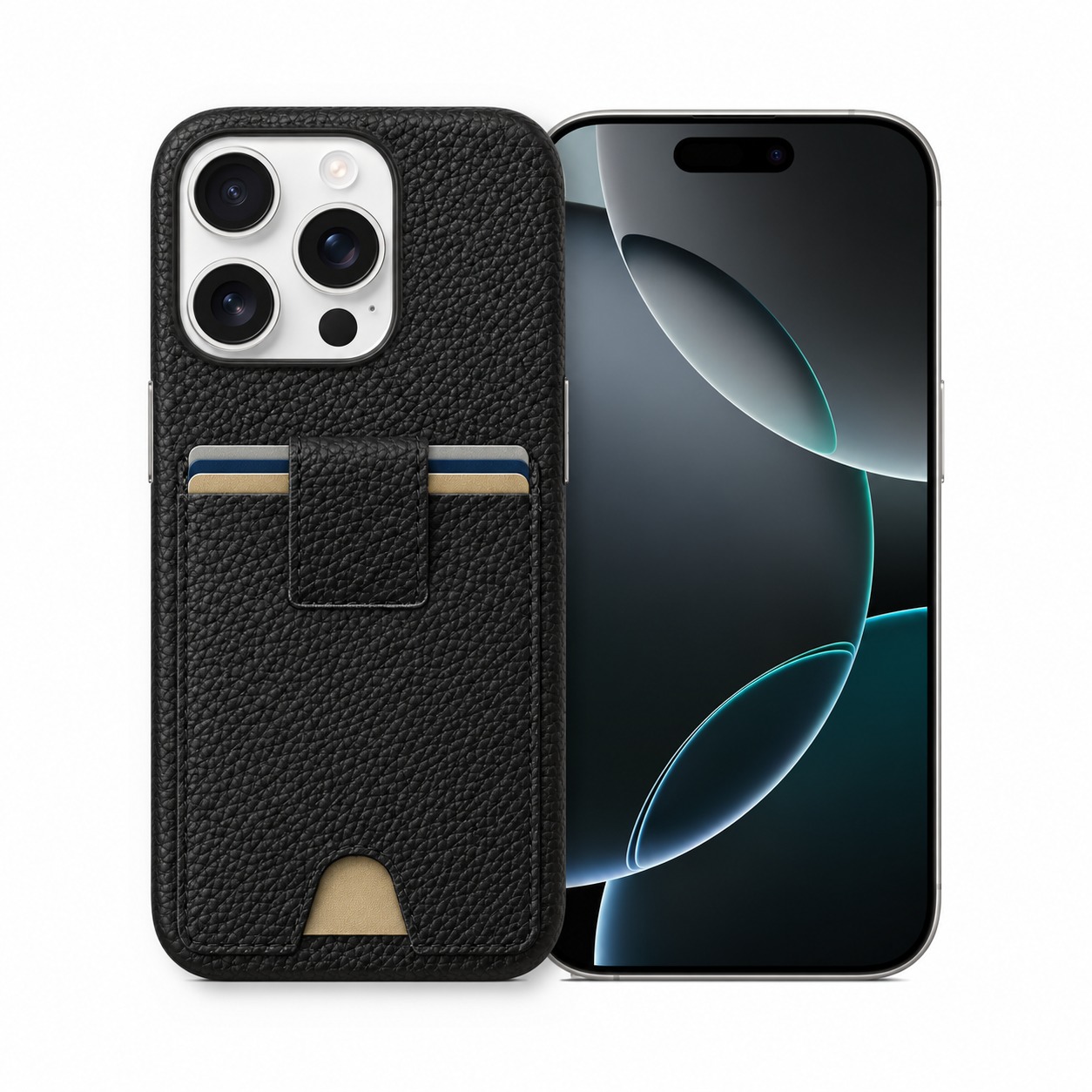 本革カードポケットケース iPhone 16 Pro ブラック