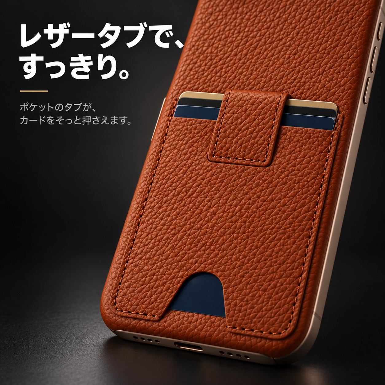 ポケットとレザータブ