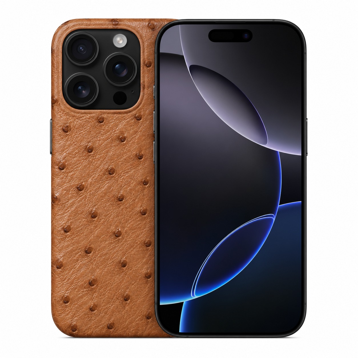 ダチョウ革ケース iPhone 16 Pro ライトブラウン