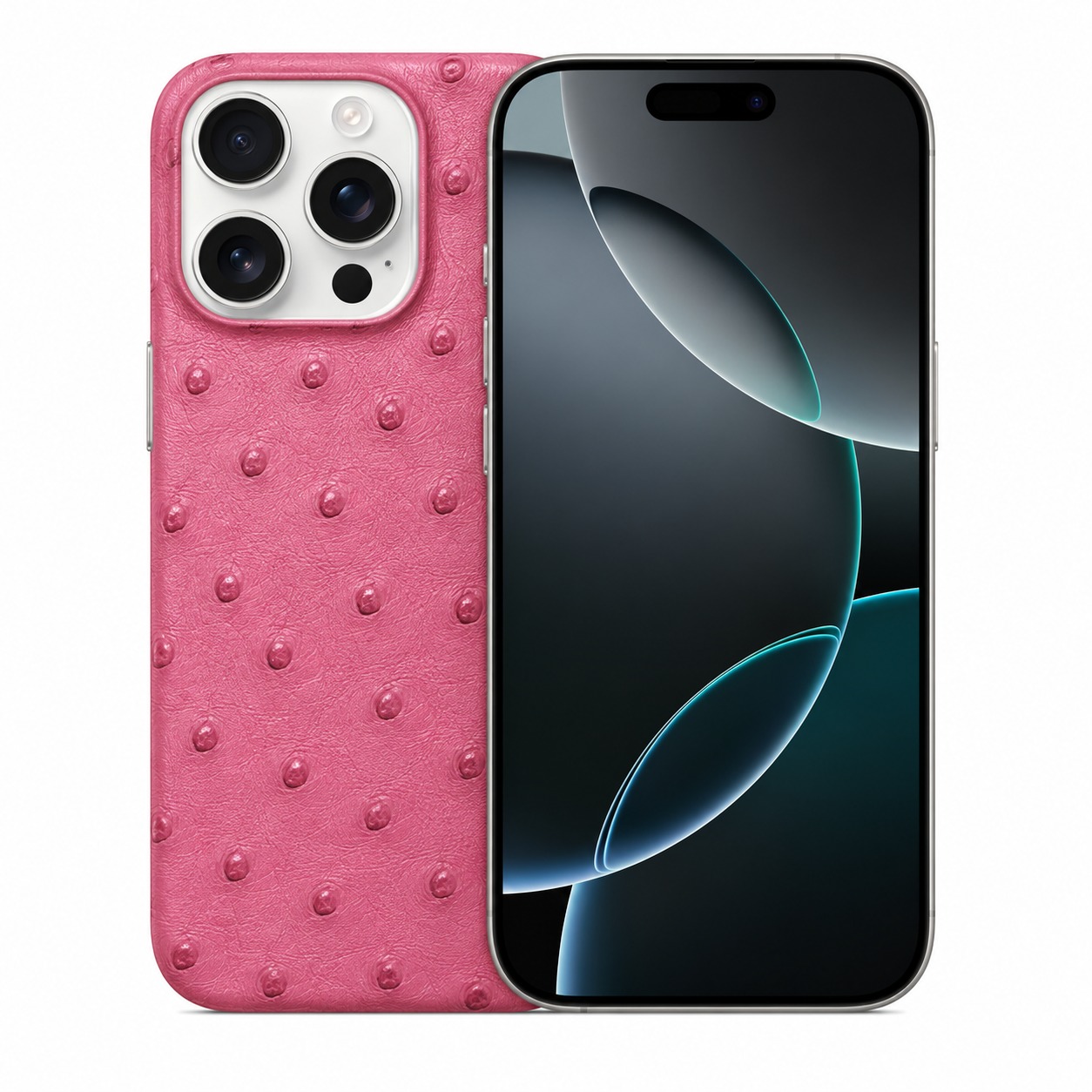 オーストリッチ本革 iPhone 16 Pro / Pro Max ケース 天然ダチョウ革 背面カバー