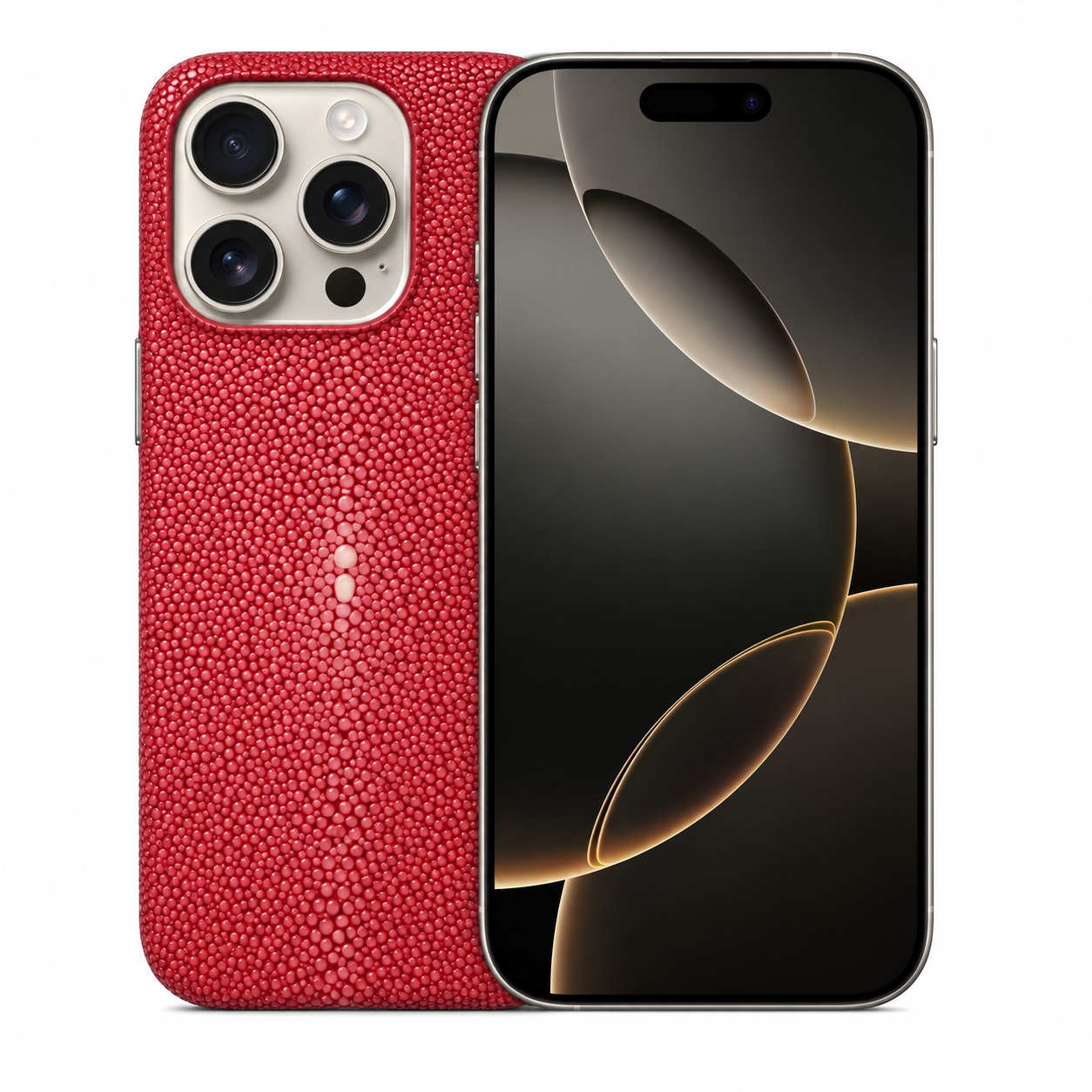 スティングレイ（エイ革）ケース iPhone 16 Pro レッド