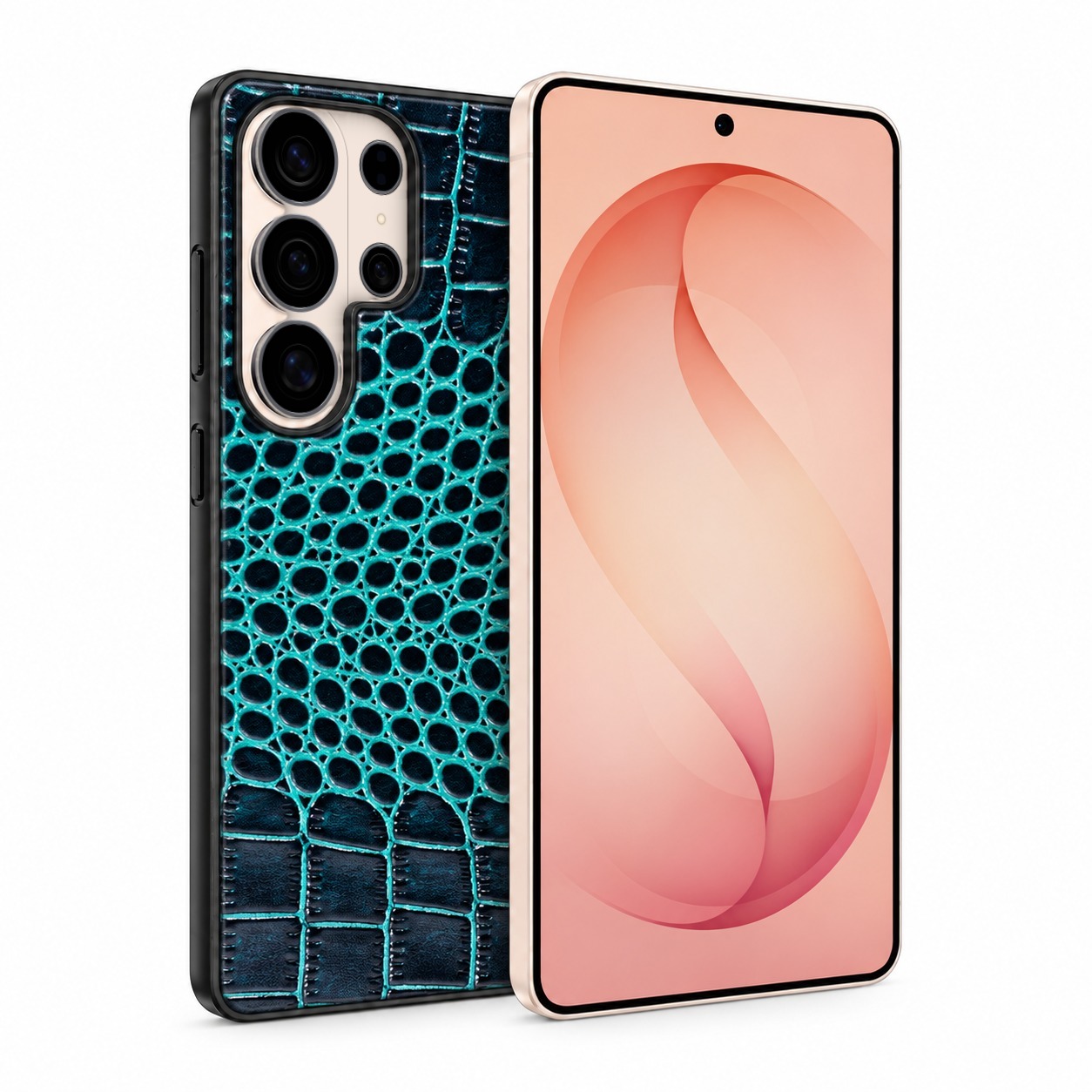 クロコ型押し牛革ケース ターコイズ Galaxy S26 Ultra
