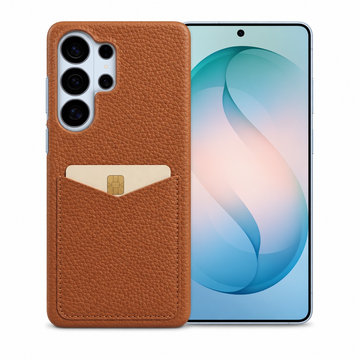 本革 Galaxy S26 Ultra ケース 背面カードポケット付き シボ革 牛革