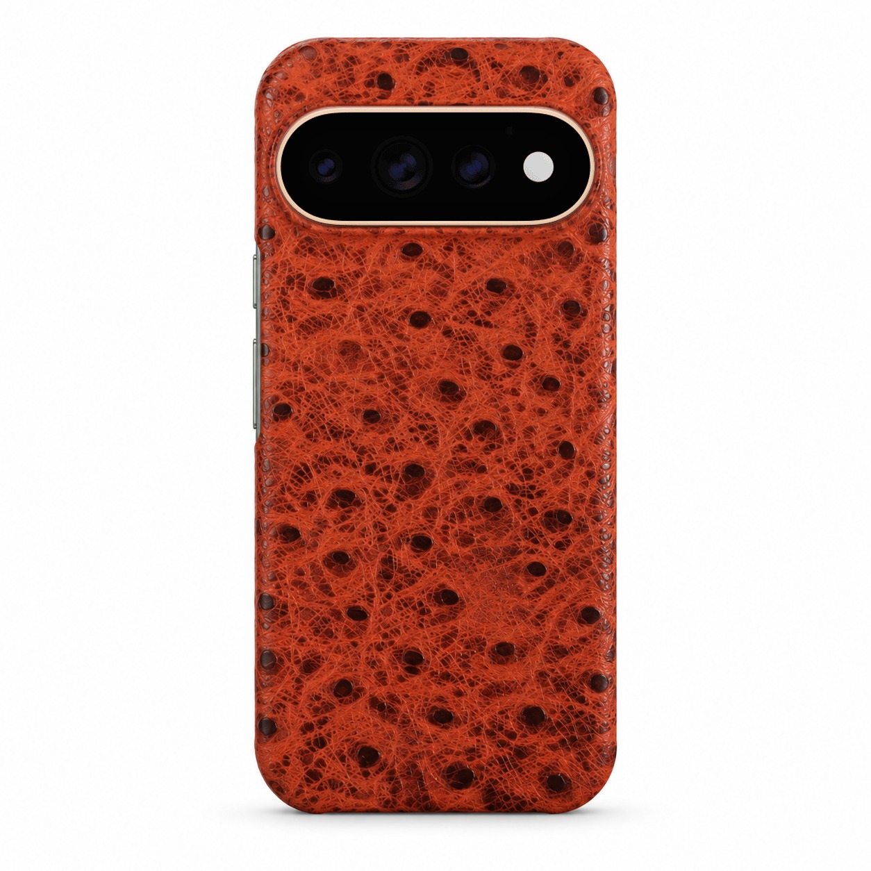 ダチョウ柄 本革ケース Pixel 11 Pro / 11 Pro XL レンガレッド