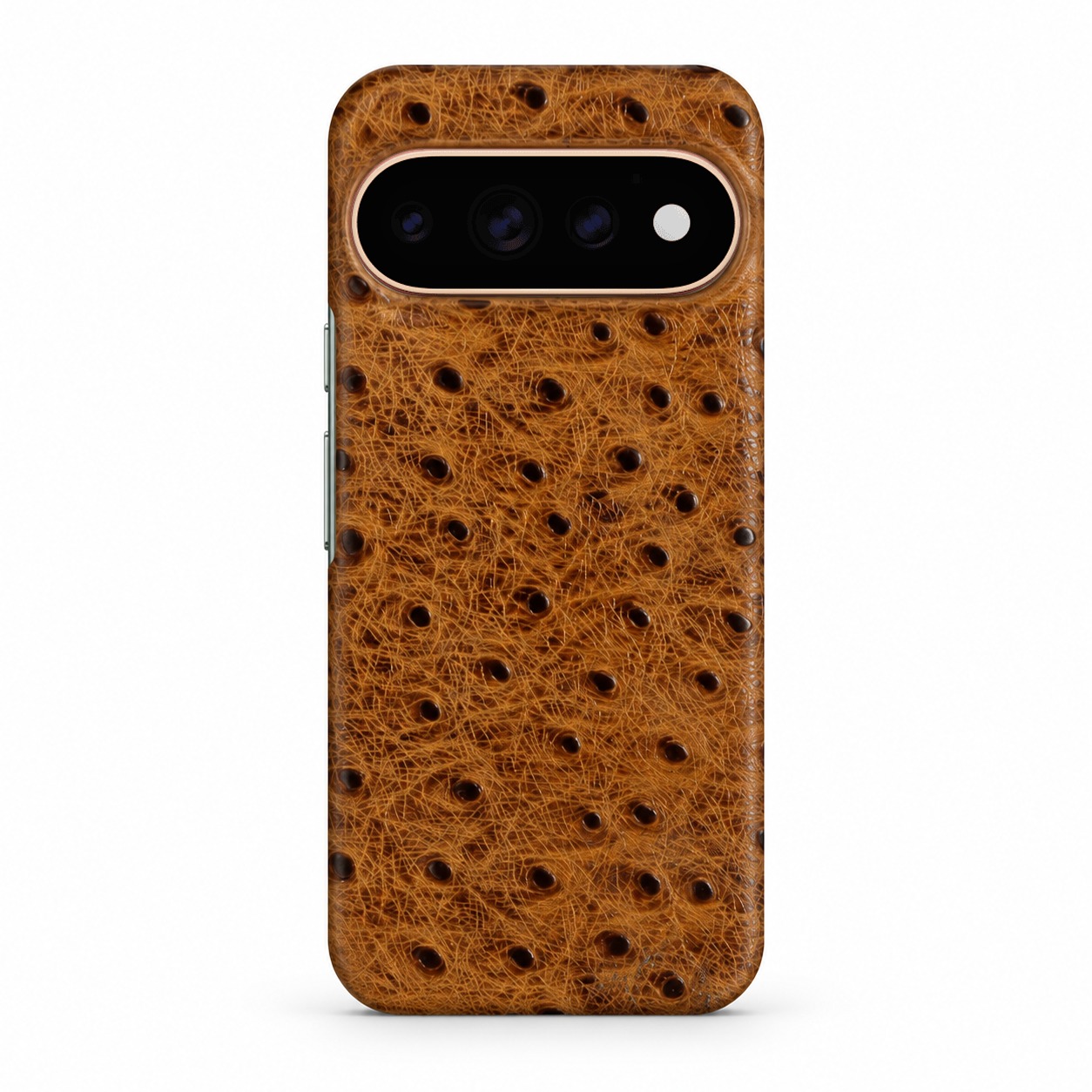 ダチョウ柄 本革 Pixel 11 / 11 Pro / 11 Pro XL ケース 型押し牛革 ハーフラップ