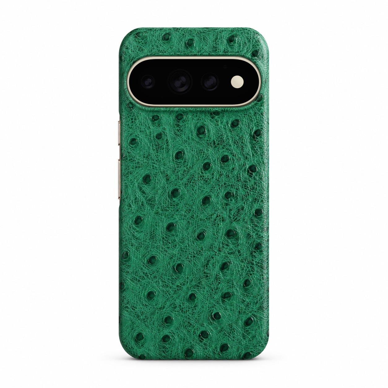 ダチョウ柄 本革ケース Pixel 11 Pro / 11 Pro XL エメラルドグリーン