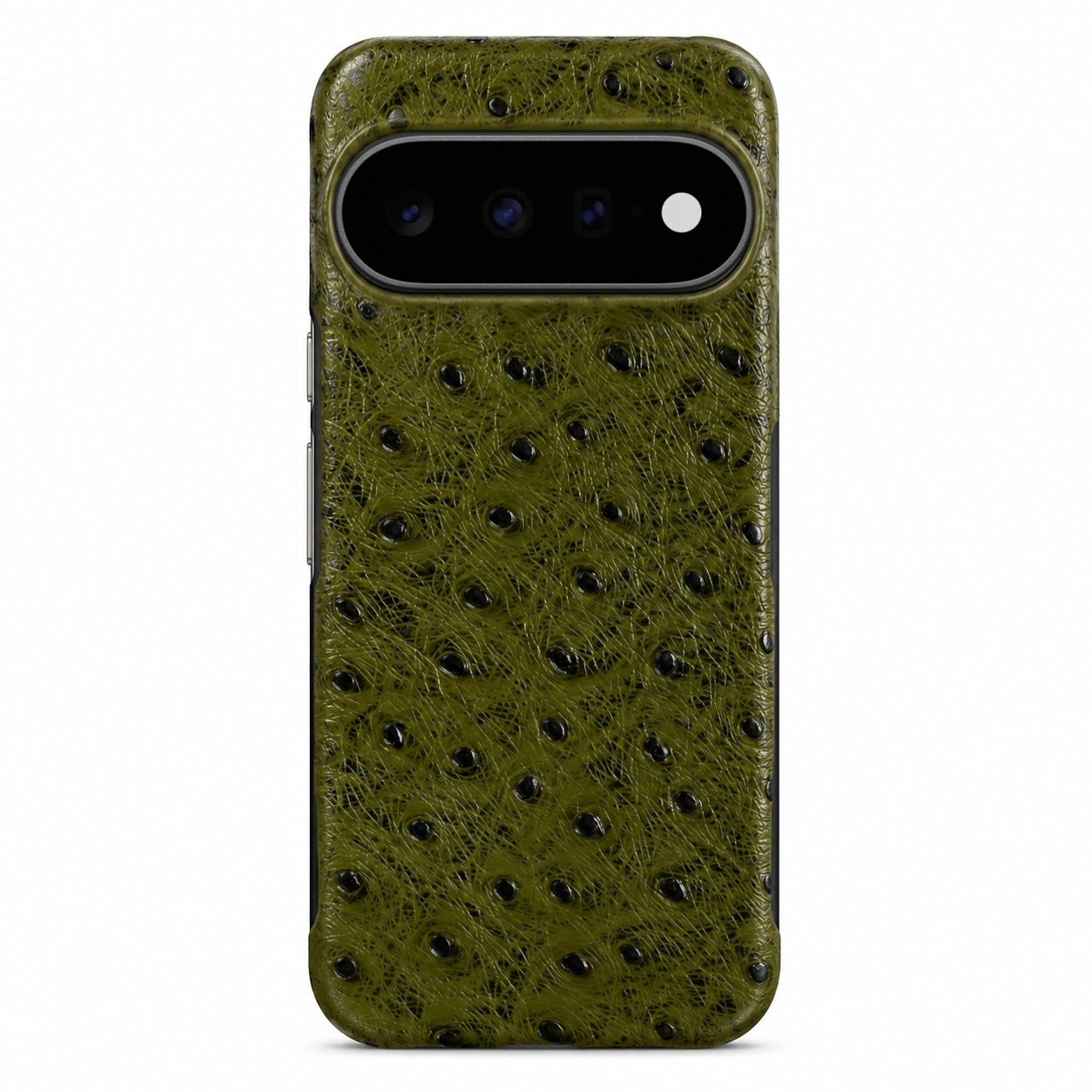ダチョウ柄 本革ケース Pixel 11 オリーブグリーン