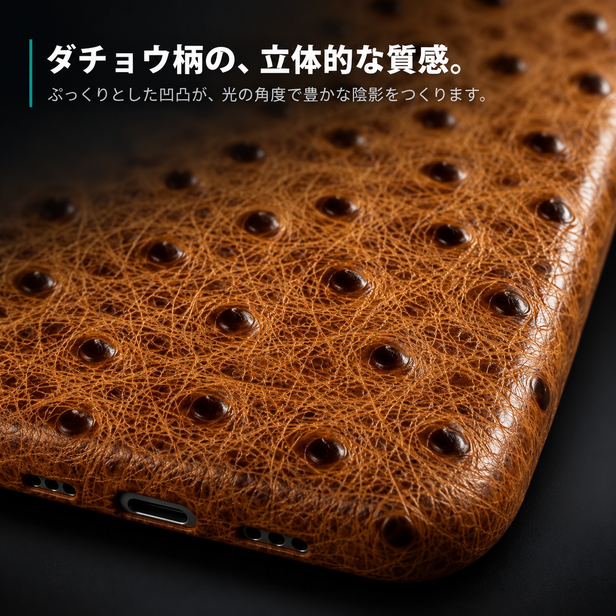 ダチョウ柄の質感（クローズアップ）