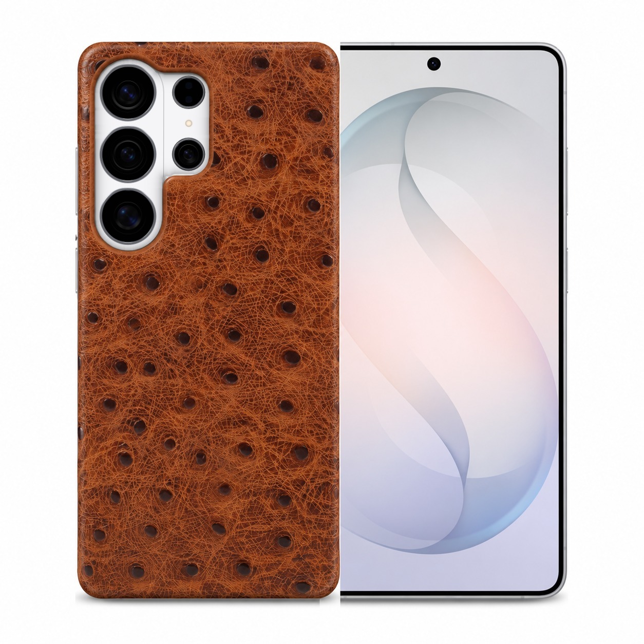 ダチョウ柄 本革 Galaxy S26 Ultra ブラウン
