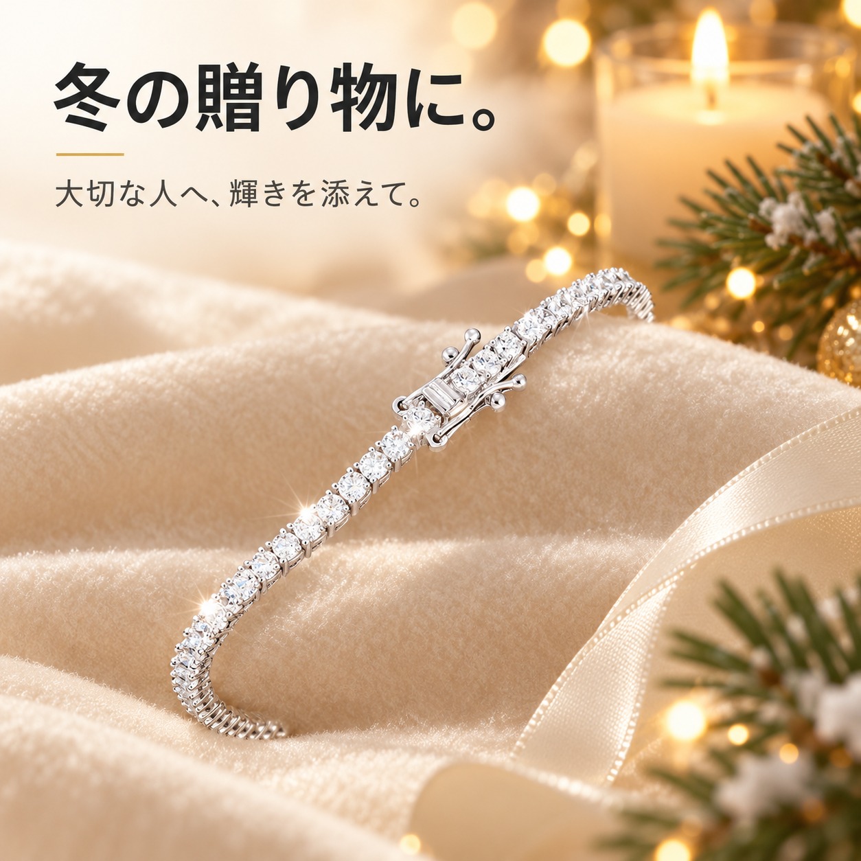 冬の贈り物にモアサナイト テニスブレスレット